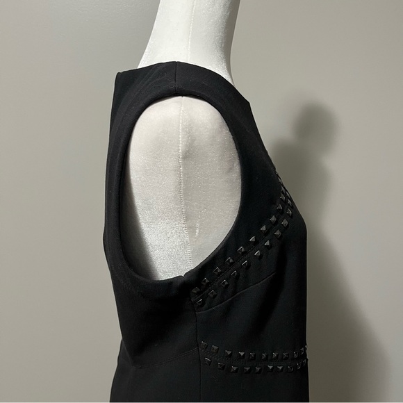 Michael Kors Sleeveless Mid Length Sheath Black Dress Studded Accents - Picture 6 of 11